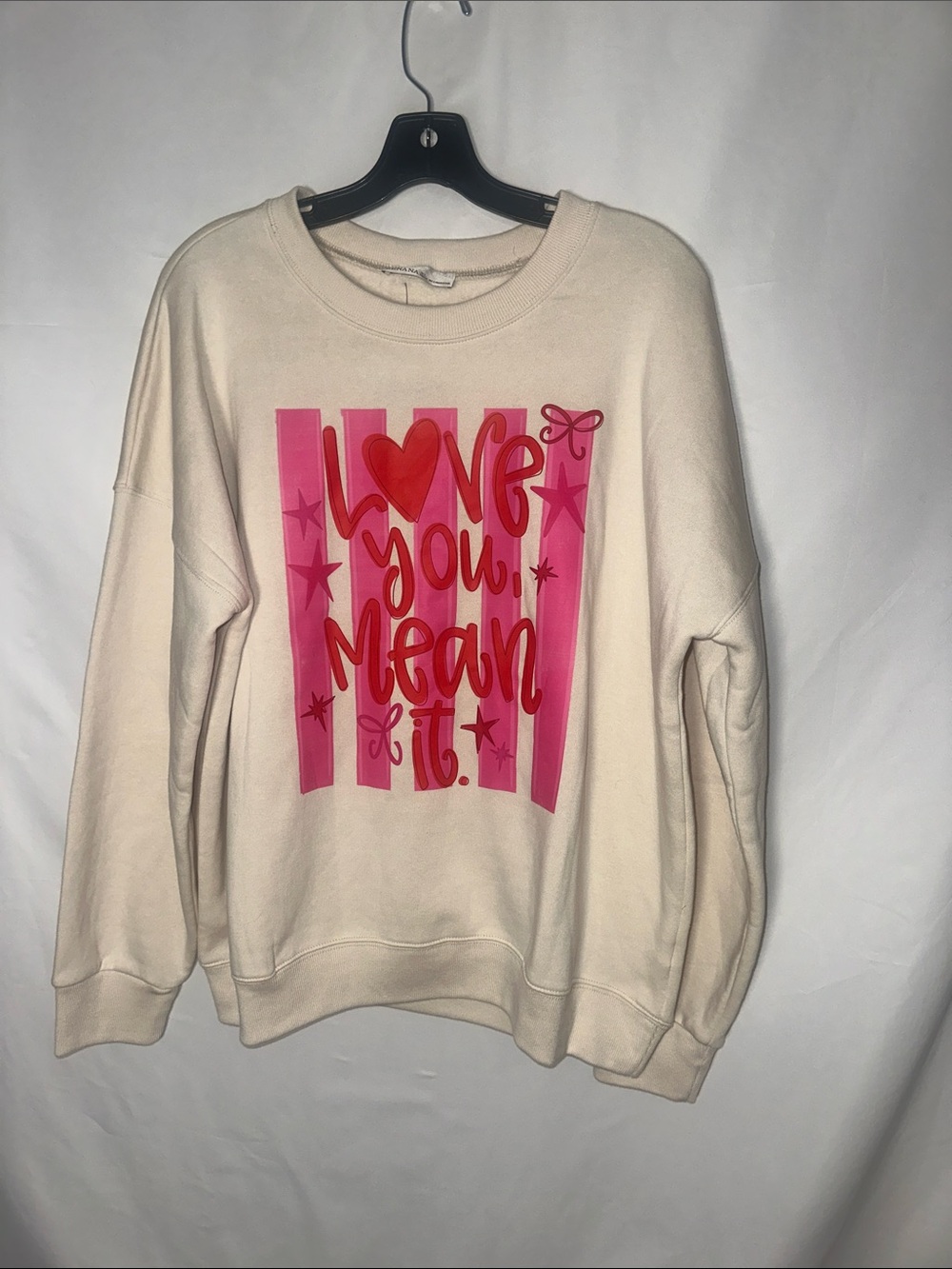 Zenana Outfitters Cream Sweatshirt with Pink & Red Graphic